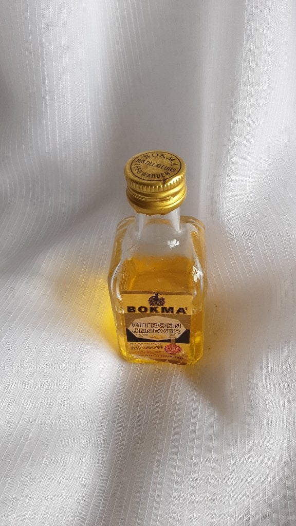 BOKMA citroen jenever flesje, miniatuur (#19), Ophalen of Verzenden, Nieuw, Gebruiksvoorwerp