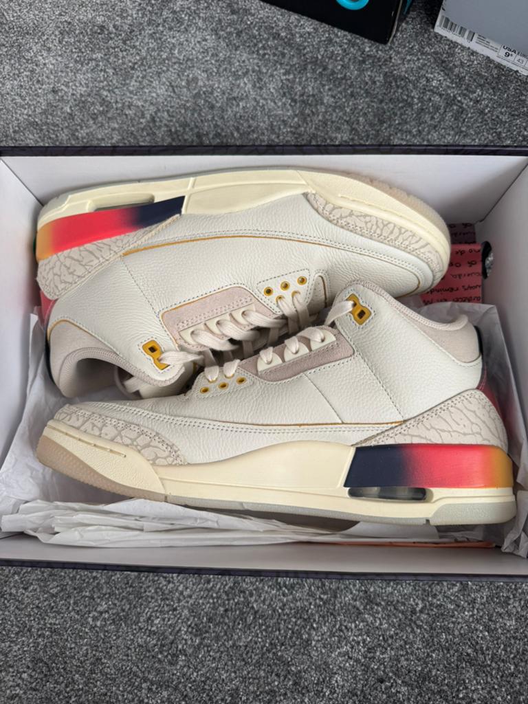 Jordan 3 Retro J balvin Medelling Sunset | 43, Kleding | Heren, Schoenen, Zo goed als nieuw, Sneakers of Gympen, Wit, Ophalen of Verzenden