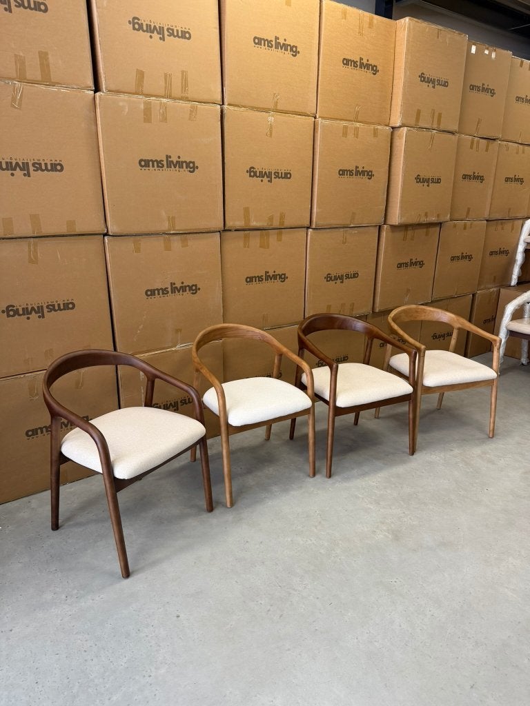 Houten Eetkamerstoelen Japandi Stoelen Set Nieuw, Huis en Inrichting, Bruin, Nieuw, Vijf, Zes of meer stoelen, Hout