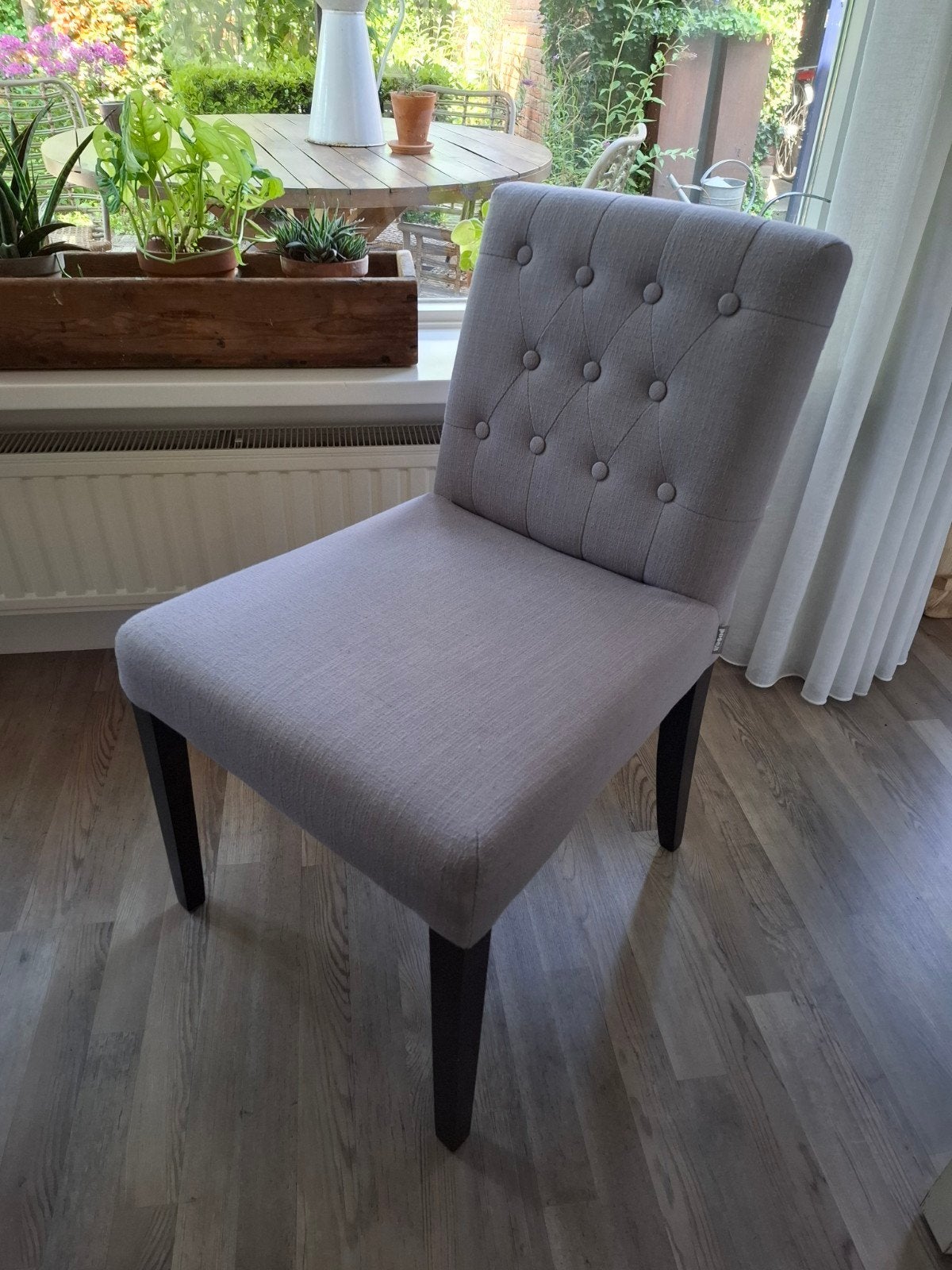 Grijze eetkamerstoelen 4 stuks van Woood, Huis en Inrichting, Stoelen, Ophalen, Gebruikt, Landelijk, Vier