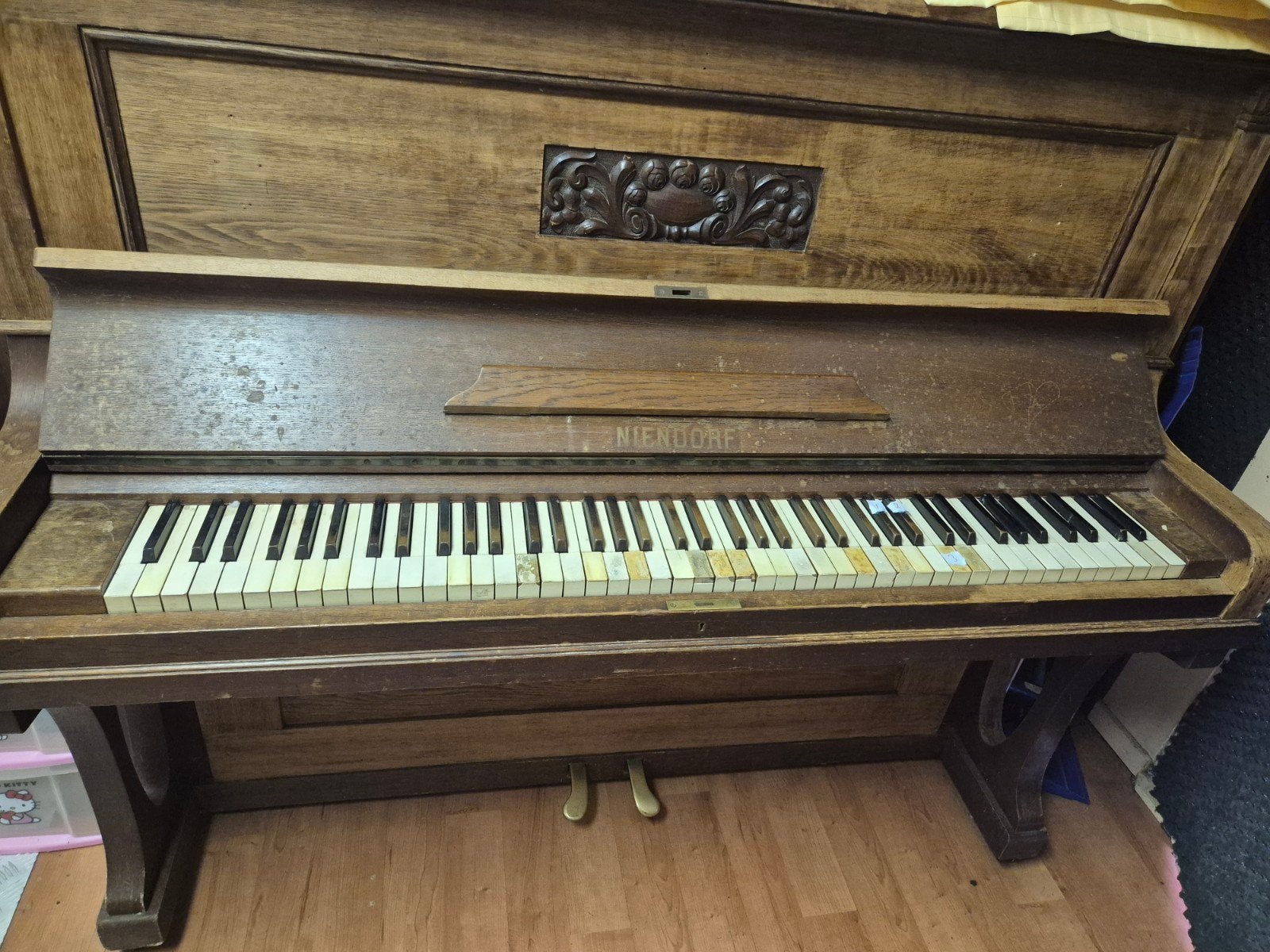 Antieke NienDorf Piano - Opknapper, Muziek en Instrumenten, Piano's, Ophalen, Gebruikt, Bruin, Piano