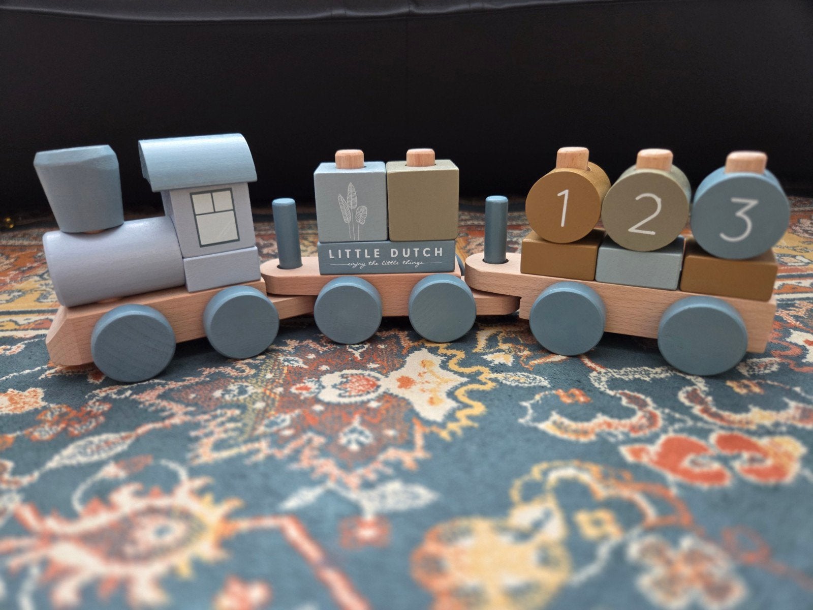 Little Dutch houten trein met blokken, Ophalen of Verzenden, Zo goed als nieuw, Duw- of Trekspeelgoed