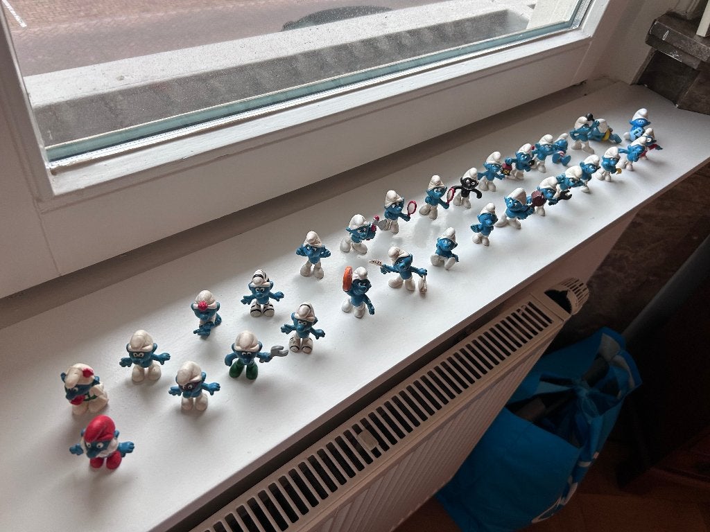 31 Originele Schleich Smurfen, Peyo, West Germany, Jaren '70, Ophalen of Verzenden, Gebruikt, Verschillende Smurfen, Poppetje, Figuurtje of Knuffel