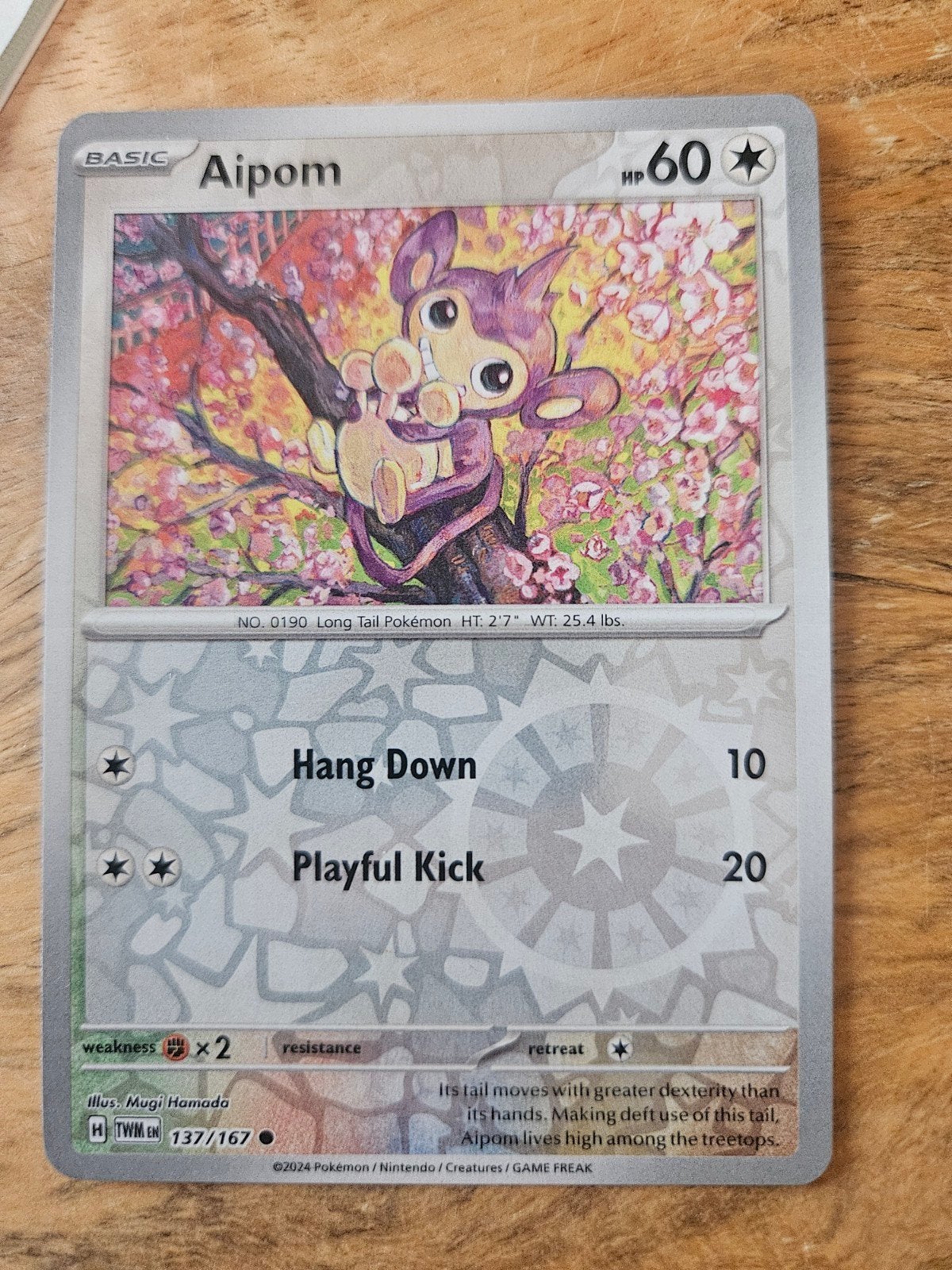Pokémon Kaart Aipom 137/167 Reverse Holo, Hobby en Vrije tijd, Verzamelkaartspellen | Pokémon, Ophalen of Verzenden, Zo goed als nieuw