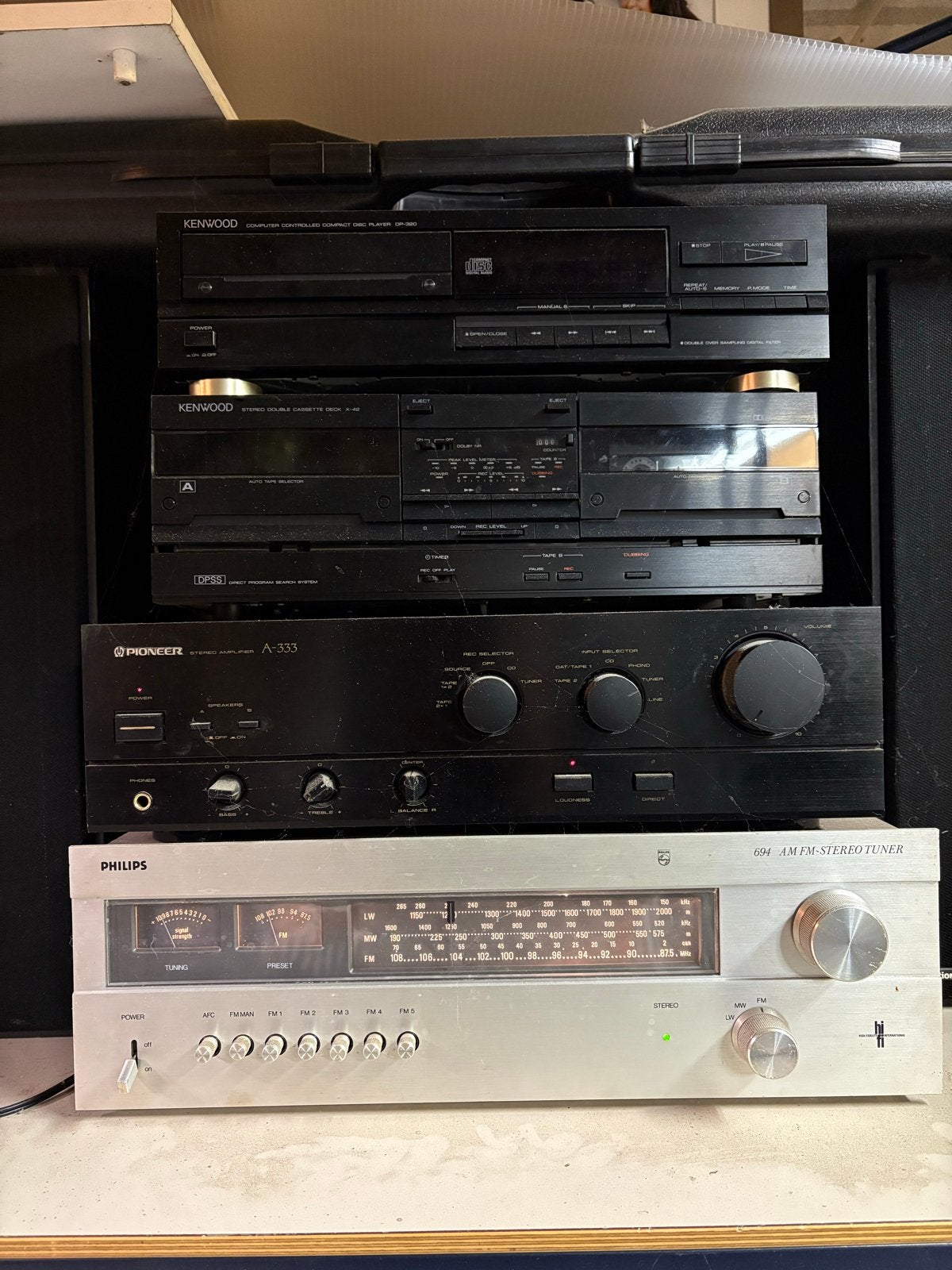 Vintage Hifi Set: Kenwood, Pioneer, Philips, National Panaso, Gebruikt, Cassettedeck, Losse componenten, Ophalen