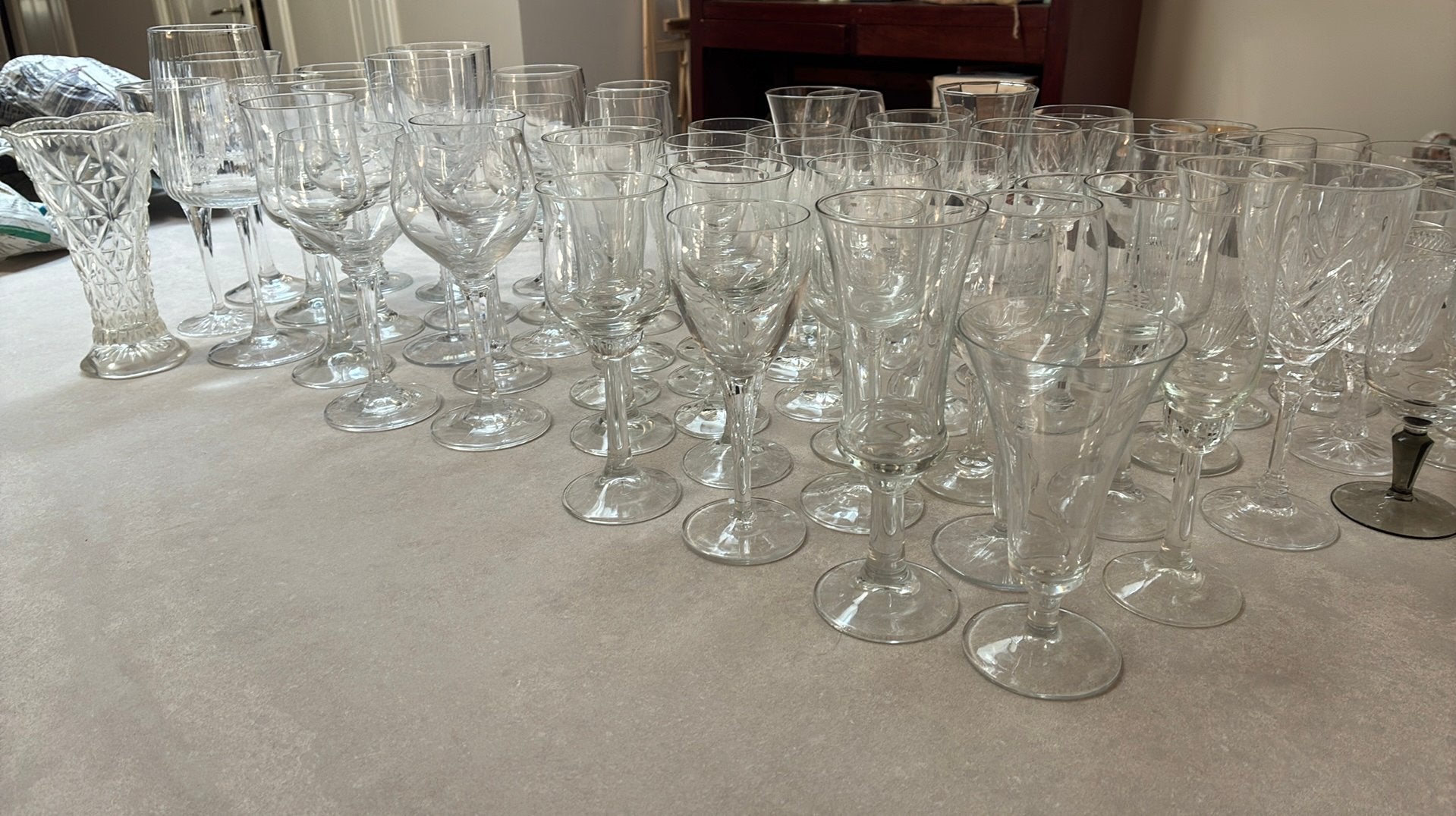 +90 Vintage Thrifted glaswerk, coupes, flûtes voor Bruiloft!, Ophalen, Gebruikt, Overige typen