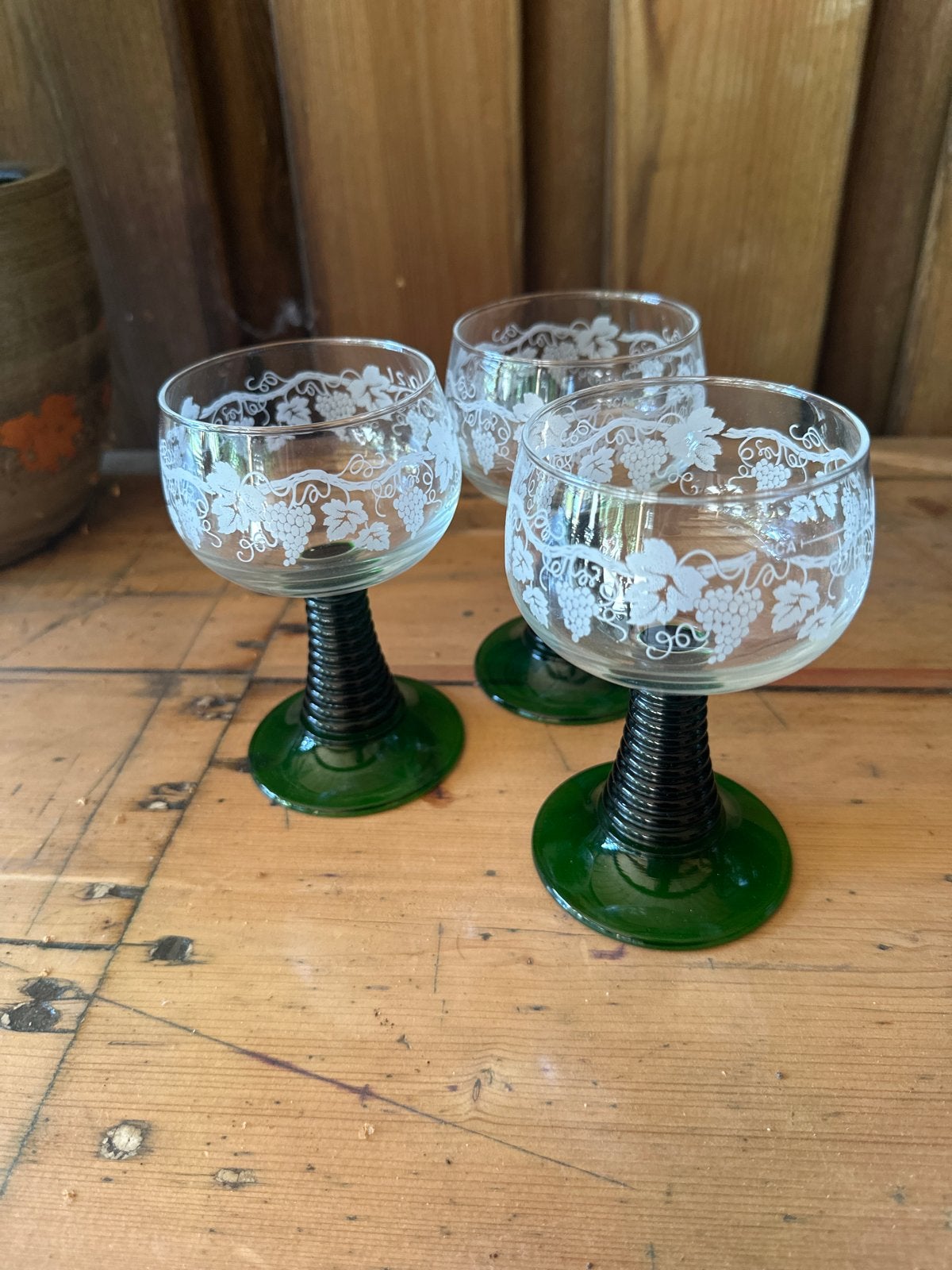 Set van 3 Vintage Wijnglazen met Druivenmotief, Ophalen