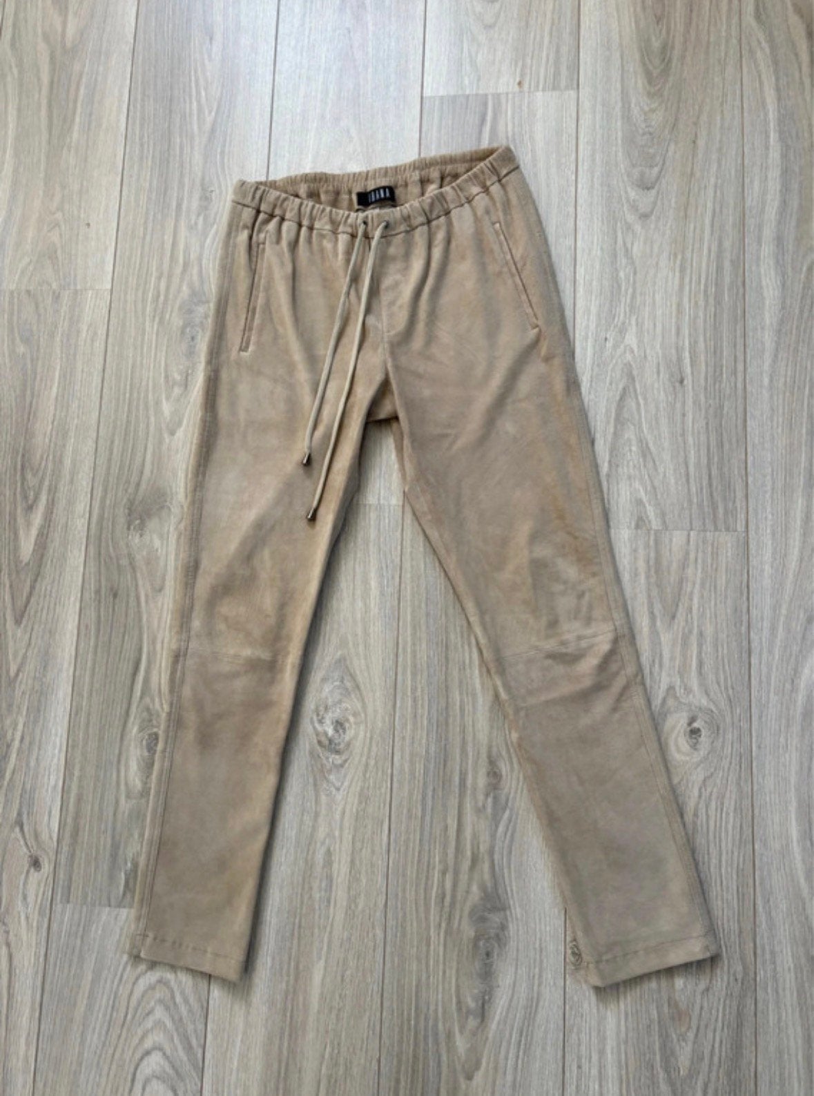Beige leren broek - Ibana - maat 36, Kleding | Dames, Beige, Ophalen of Verzenden, Zo goed als nieuw, Maat 36 (S)