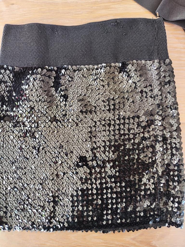 Zwarte pailletten rok met bretels maat xs, Kleding | Dames, Rokken, Zwart, Ophalen of Verzenden, Maat 36 (S), Boven de knie