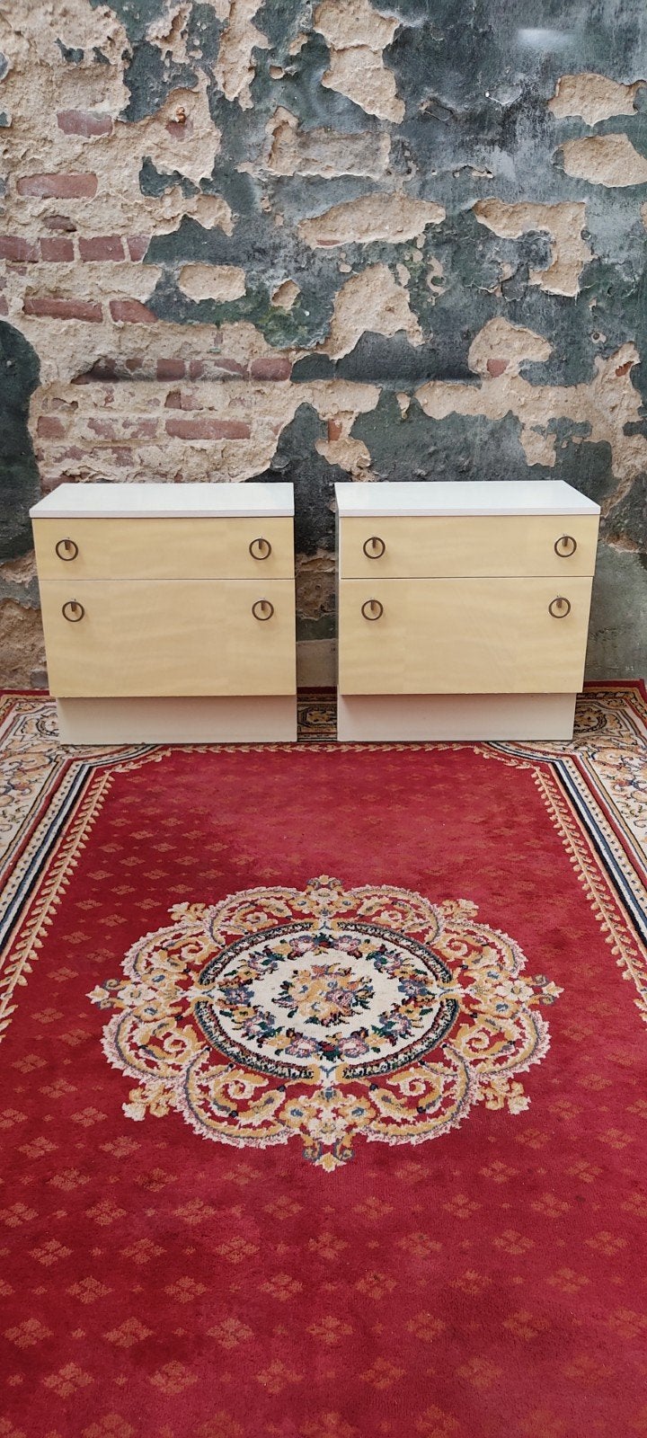 Set van 2 Art-Deco Vintage Nachtkastjes, Ophalen, Gebruikt, Minder dan 45 cm, 55 tot 70 cm
