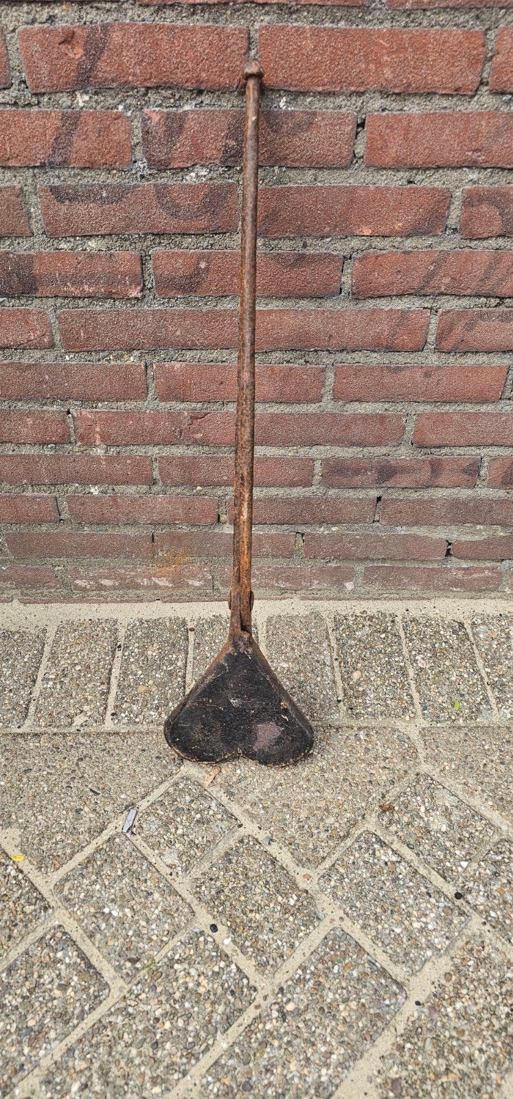 Antiek wafelijzer in hartvorm - gietijzer, Antiek en Kunst, Ophalen of Verzenden