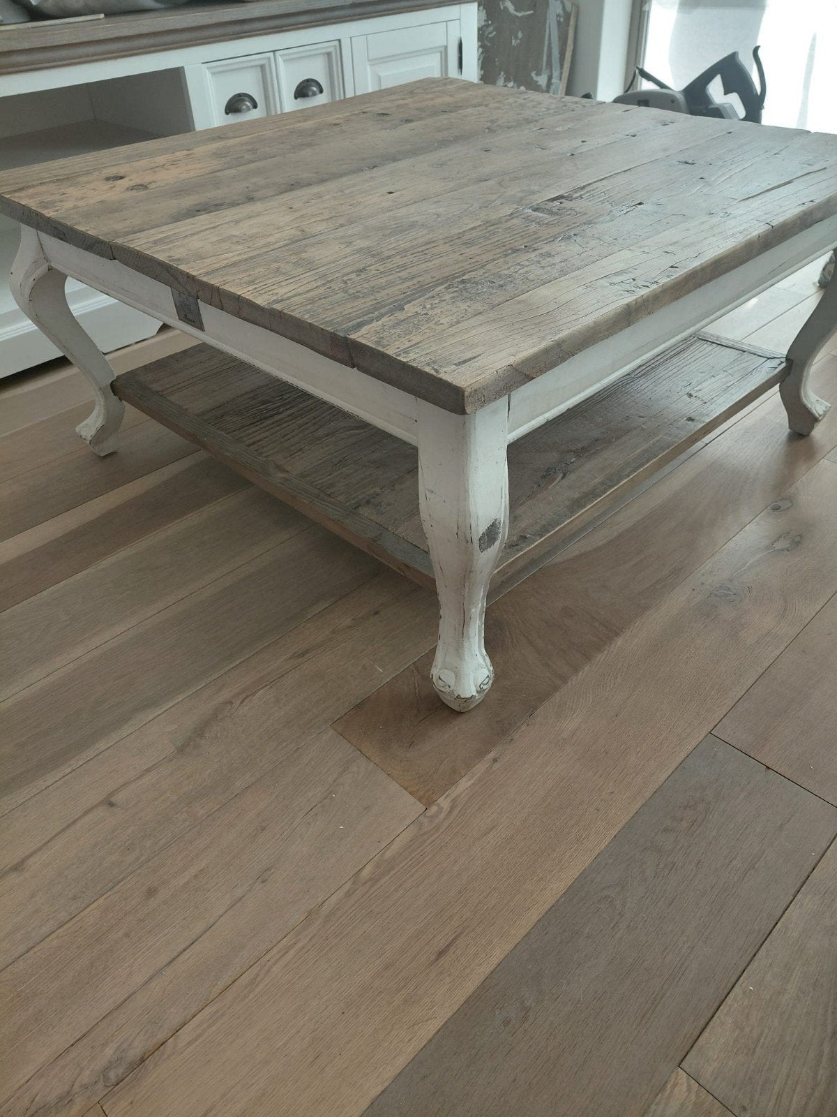 Riviera Maison salontafel 90x90 cm met dienblad, Huis en Inrichting, Ophalen, Gebruikt, 50 tot 100 cm, Vierkant