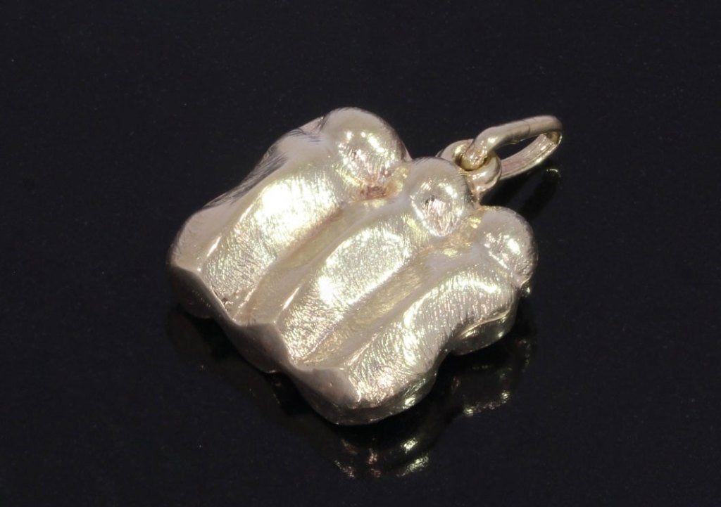 14k gouden ketting hanger apen horen zien zwijgen uniek dame, Voordeelsieraden, Ophalen of Verzenden, Zo goed als nieuw, Met edelsteen