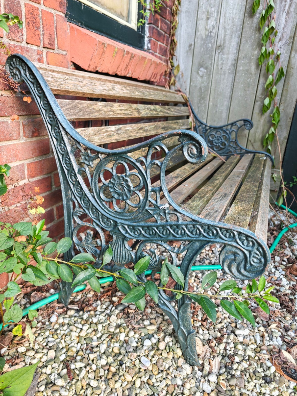 gietijzeren tuinbank tuin bankje hout vintage antiek, Ophalen of Verzenden, Gebruikt, Hout