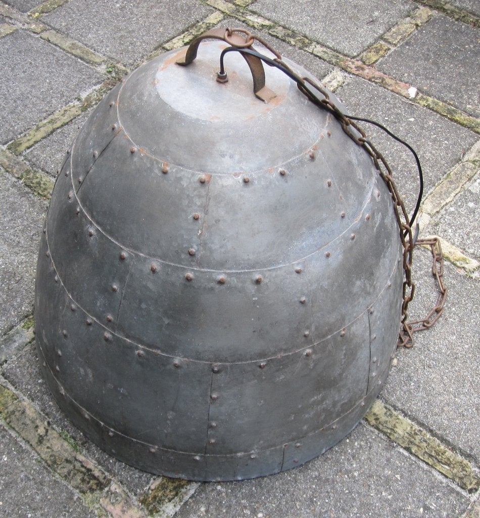 Industriële hanglamp metaal gegalvaniseerd met popnagels, Ophalen, Gebruikt, E27 (groot), Metaal