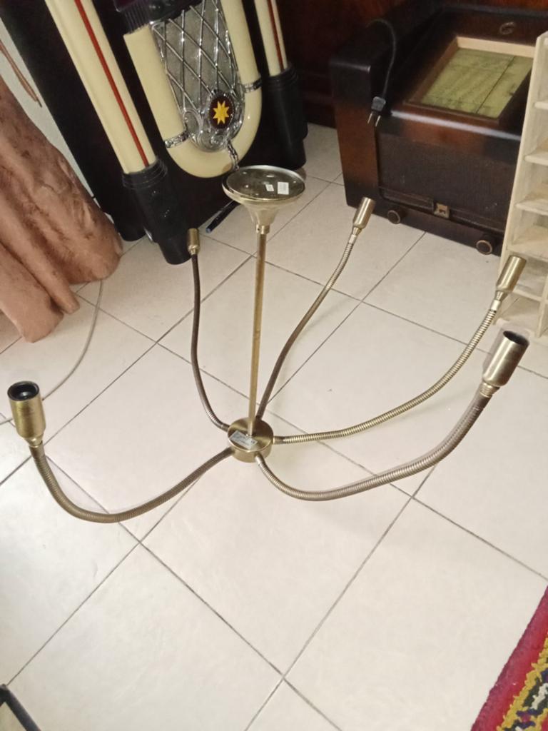 Vintage KTL Plafondlamp met Flexibele Armen - Messingebouwde, Ophalen of Verzenden
