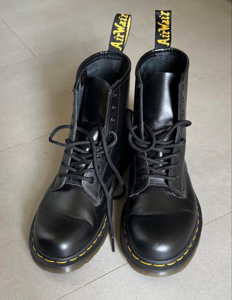 Dr. Martens 1460 Smooth Black Boots, Ophalen, Gedragen, Zwart, Lage of Enkellaarzen