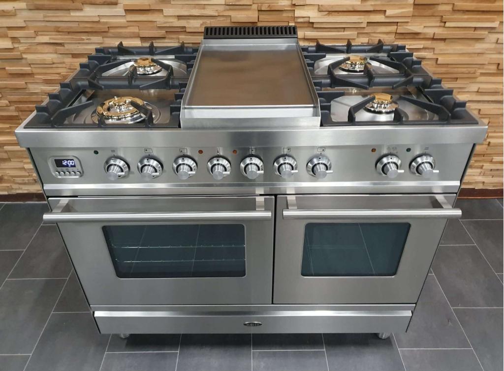 Luxe Boretti Fornuis 100cm RVS 1 oven 1 magnetron Duel Feul, Niet ingevuld, 60 cm of meer, Niet ingevuld, Zo goed als nieuw