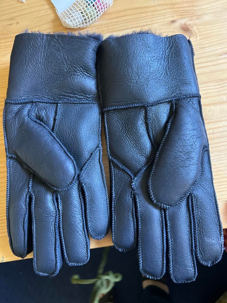 Lamsvacht Leren Handschoenen - Zwart, Ophalen of Verzenden, Zo goed als nieuw, Maat 38/40 (M), Handschoenen