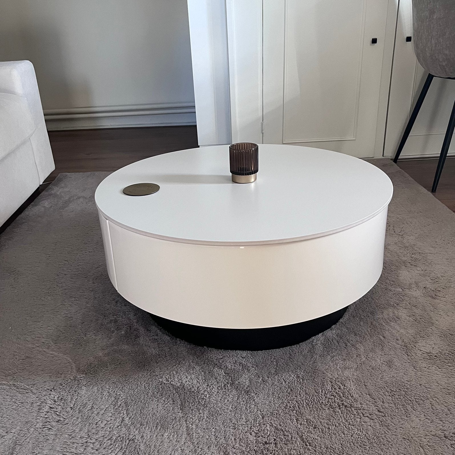 Prachtige salontafel met opbergruimte, Ophalen, Nieuw, Rond, Vintage, Modern, Neutraal