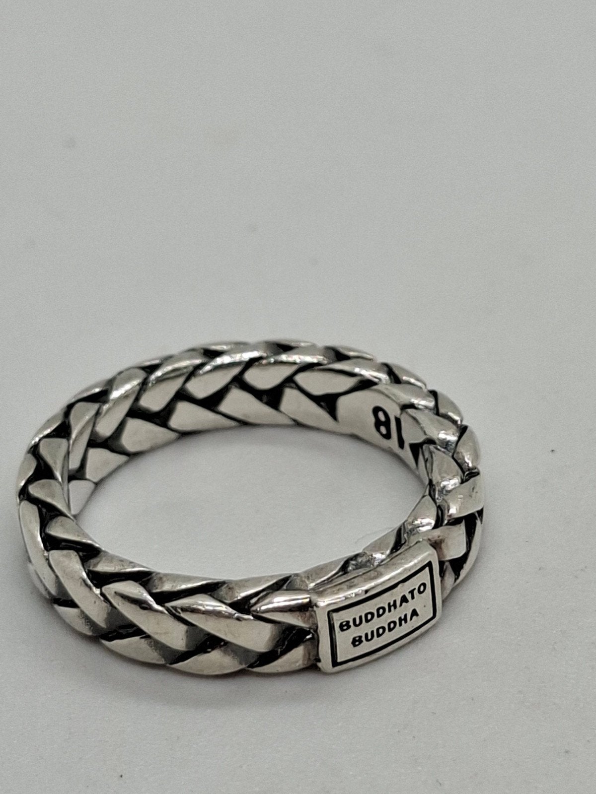 Zilveren Buddha to Buddha George ring - Maat 18, 18 tot 19, Ophalen of Verzenden, Dame of Heer, Zilver