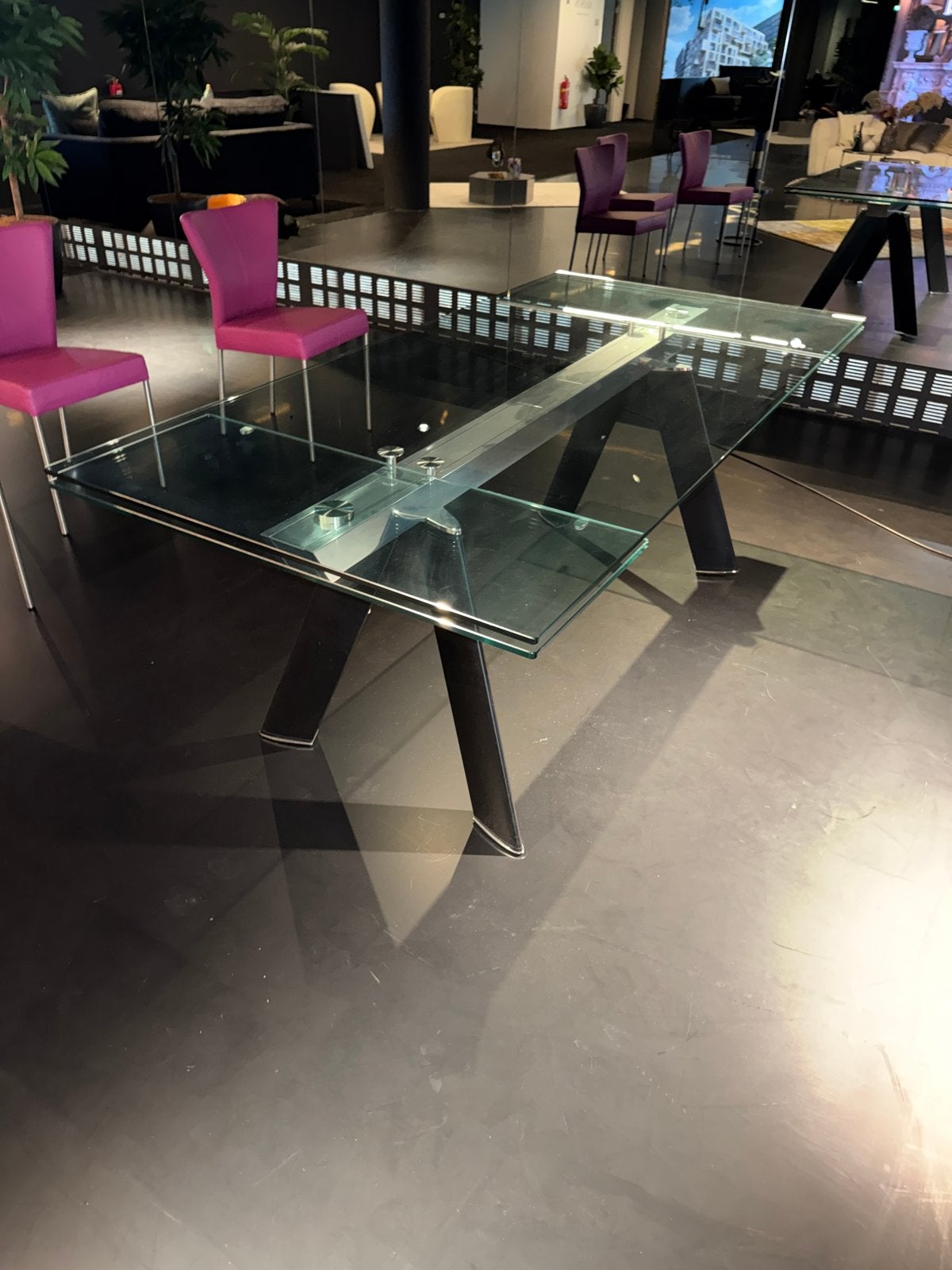 Roche Bobois glazen tafel., Ophalen, Gebruikt, 200 cm of meer, 50 tot 100 cm
