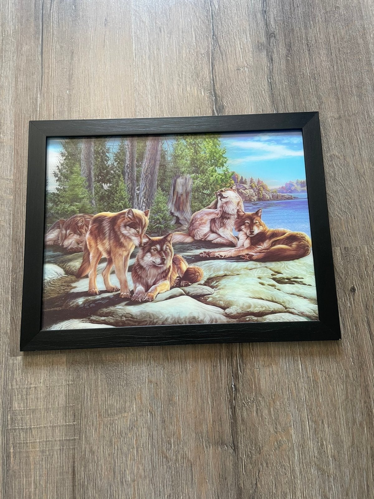 3D schilderij wolven, Ophalen