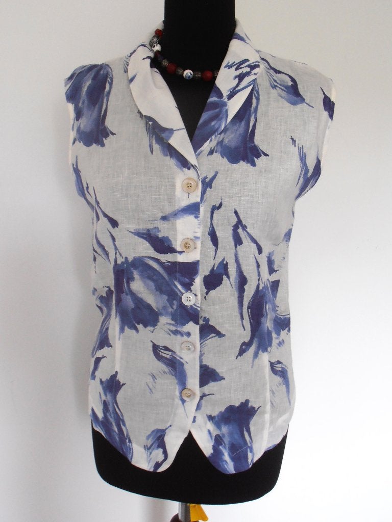 Nieuwe Joseph Janard - prachtige wit blauwe linnen blouse 38, Maat 38/40 (M), Verzenden, Wit, Nieuw