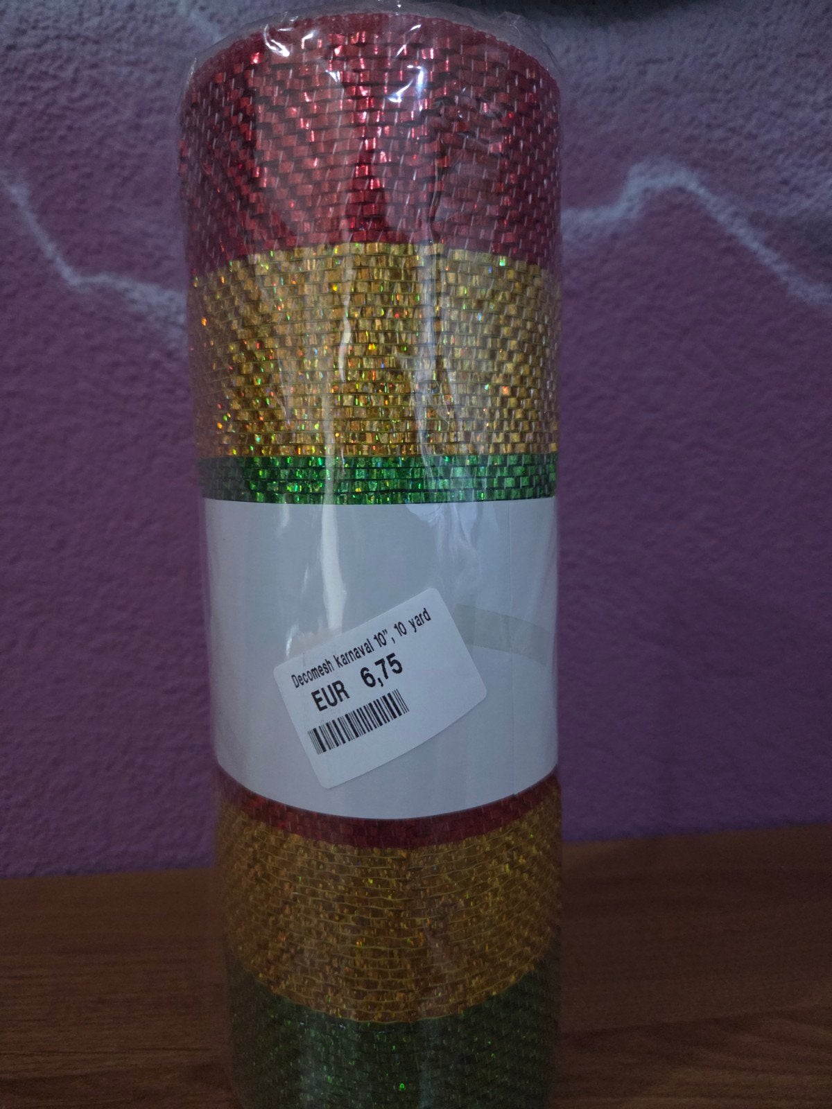 Deco Mesh Karnaval Rood Geel Groen - 10 inch, 10 yard, Ophalen of Verzenden, Nieuw, Versiering, Carnaval