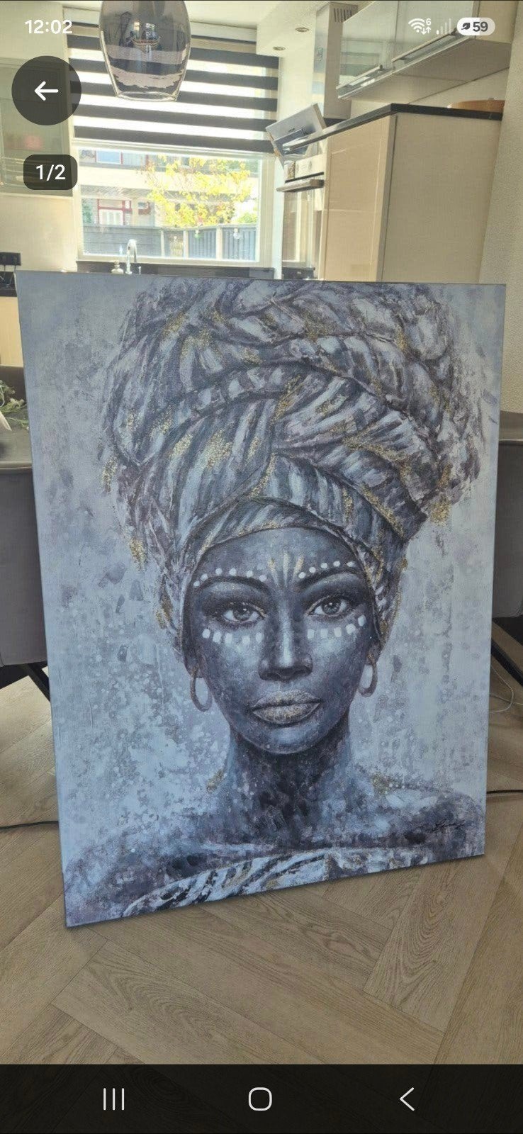 Schilderij Afrikaanse Vrouw - Modern Portret, Ophalen, Acrylverf, Handgeschilderd, Portret