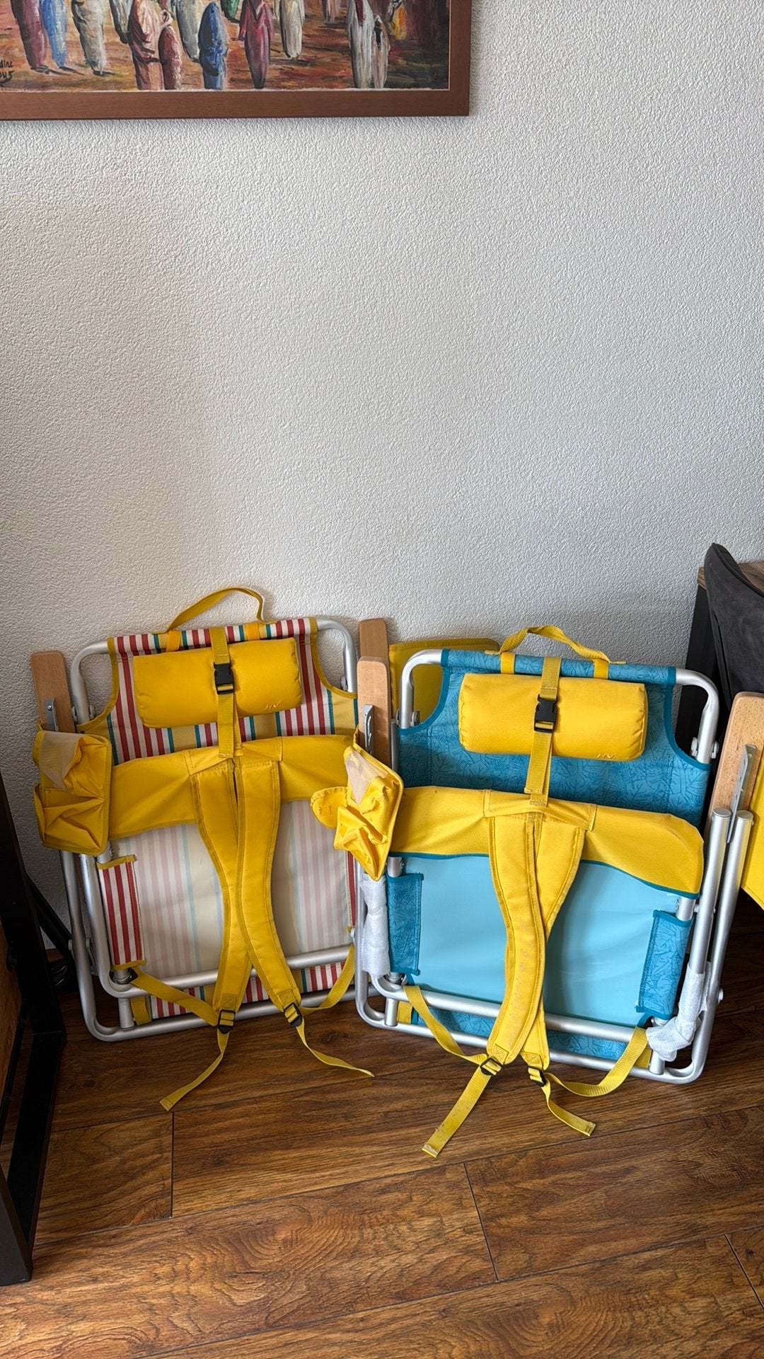 2x Strandstoel Opvouwbaar met Rugzakfunctie, Tuin en Terras, Tuinstoelen, Ophalen, Gebruikt, Metaal, Inklapbaar