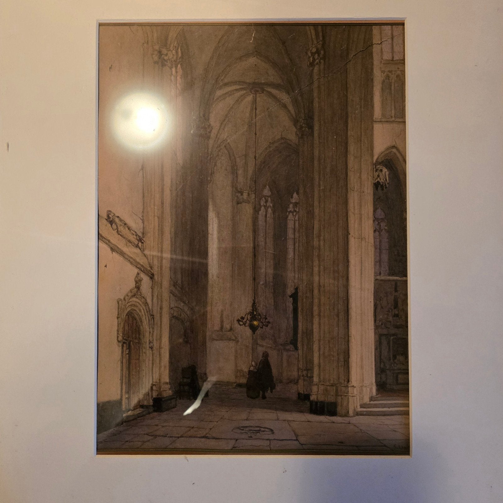 Jan Jacob Schenkel kerkinterieur aquarel gesigneerd, Ophalen of Verzenden