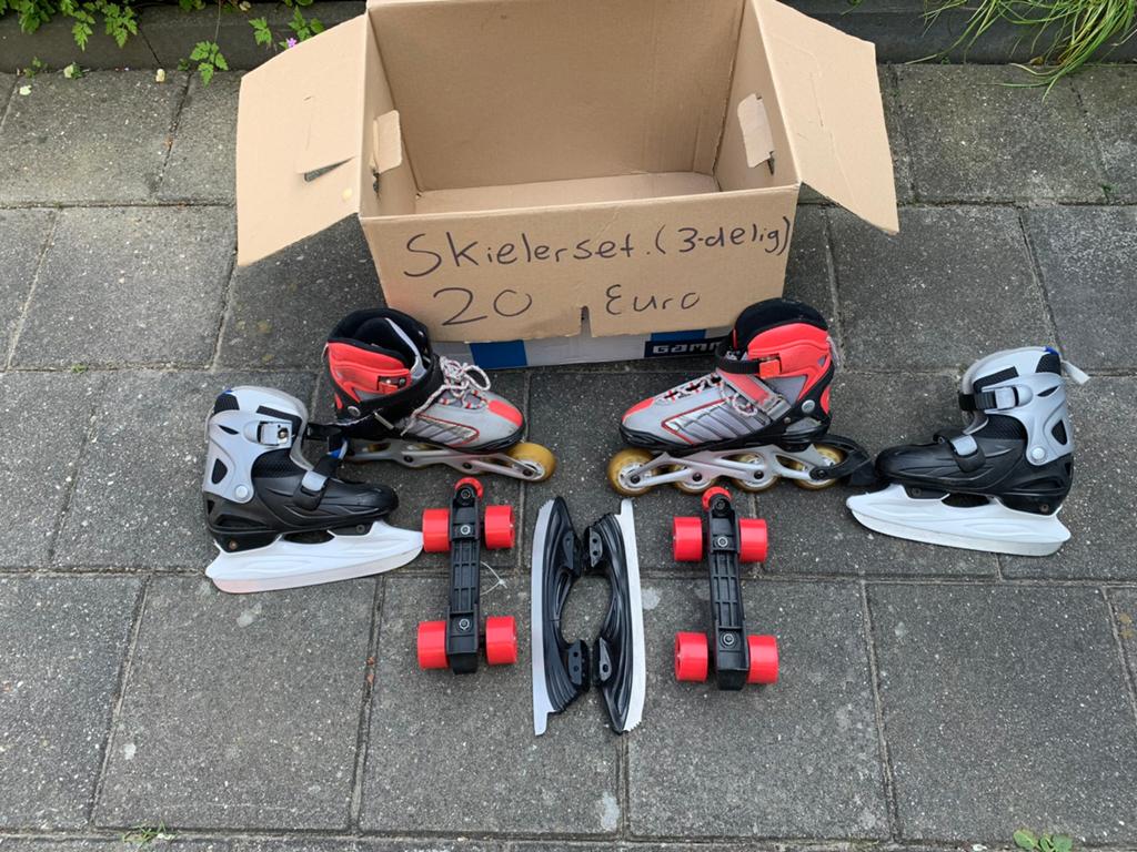 2 paar Verstelbare Schaatsen en Skielersset maat 33-37, Ophalen of Verzenden, Zo goed als nieuw, IJshockeyschaatsen, Overige merken