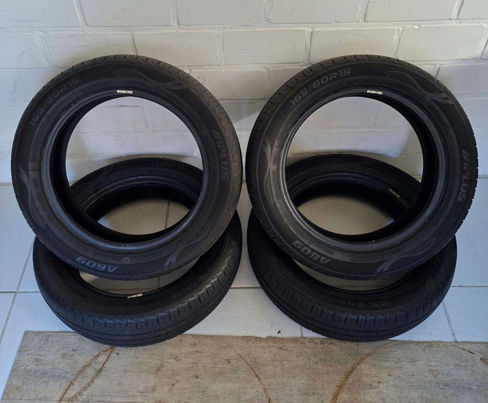 4x banden 165/60/15, Ophalen, Gebruikt, 15 inch, Band(en)