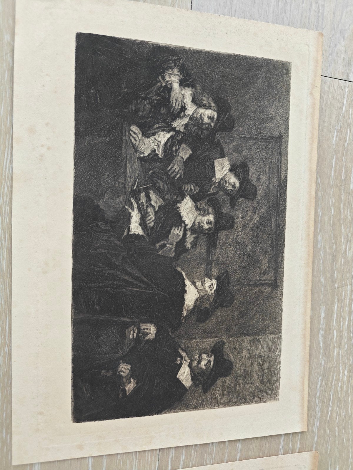 Set van 4 etsen reproductie Rembrandt papier Van Gelder, Antiek en Kunst, Ophalen, Dagelijks leven, 1800 - 1899, Ets