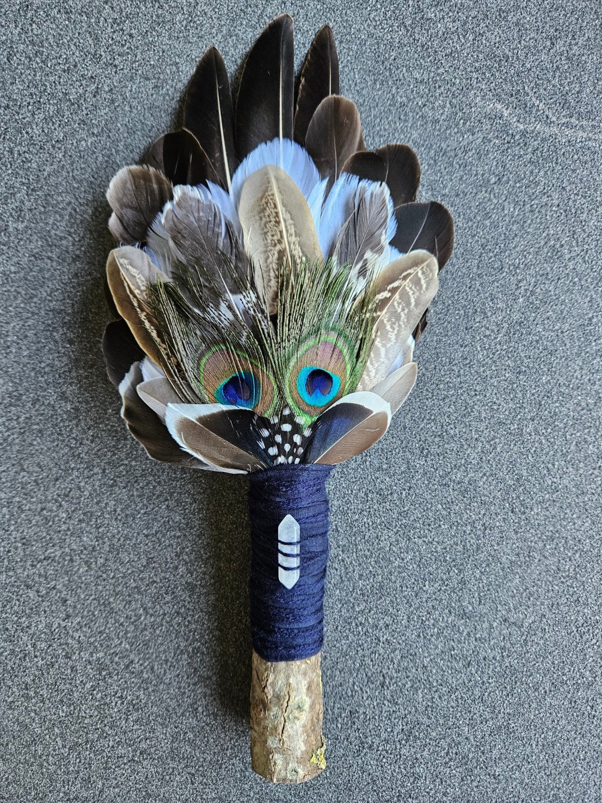 smudge feathers bergkristal veren waaier reiki sjamaan, Ophalen of Verzenden