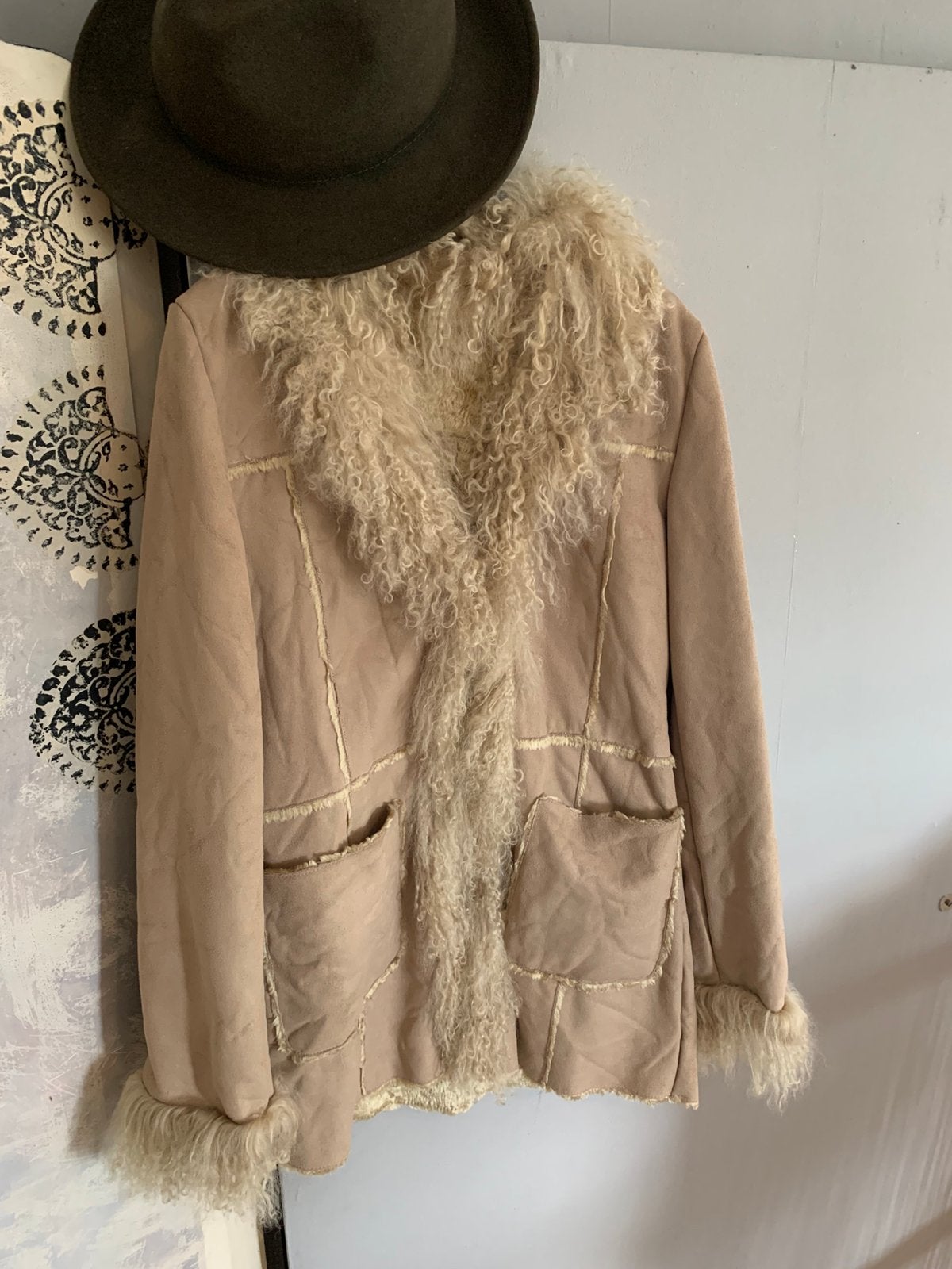 Vintage mongolian fur jas S, -, Beige, -, Ophalen of Verzenden