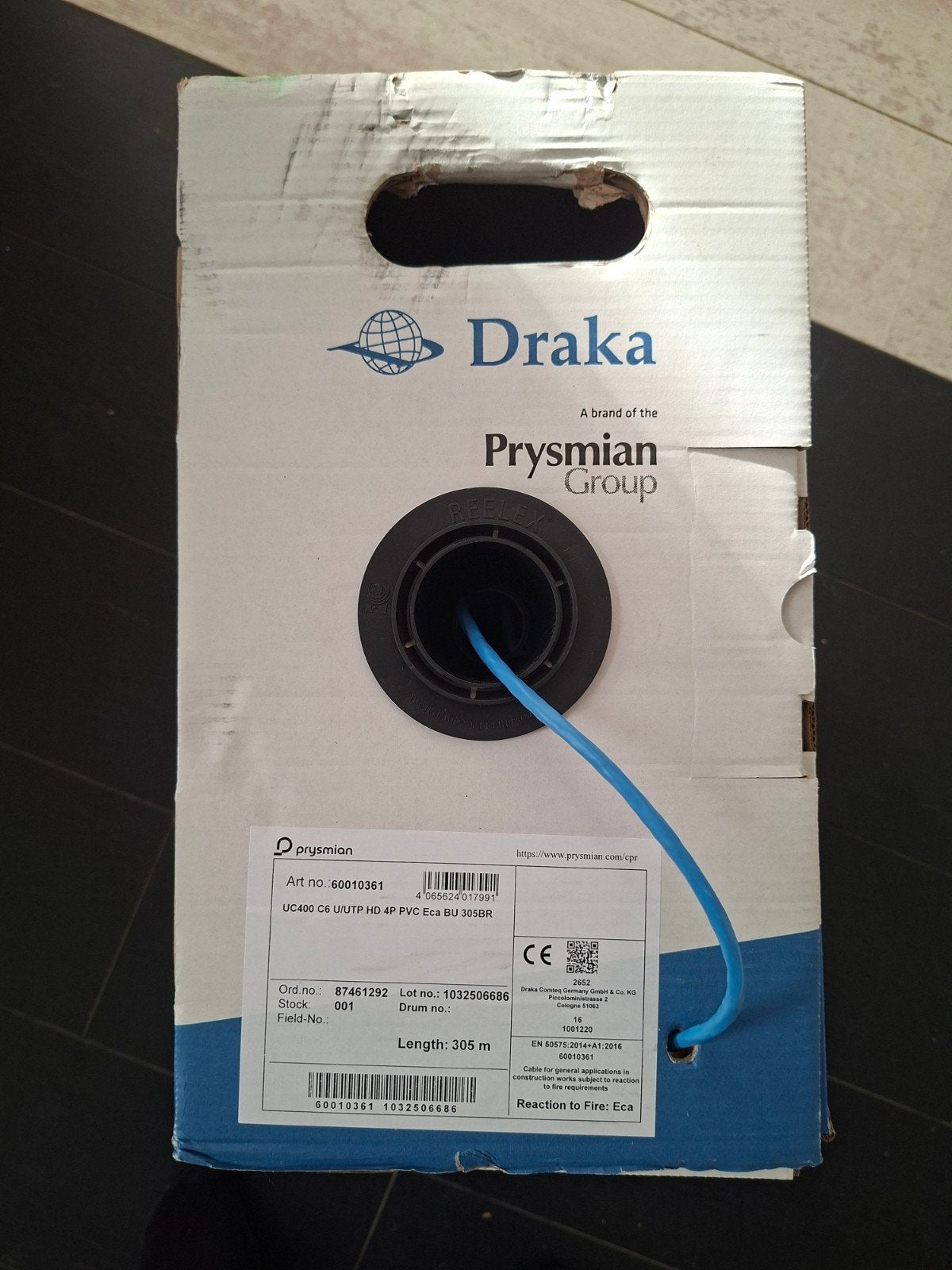 Draka 124456 UC400 HD Cat.6 U/UTP PVC Eca (doos 305 meter), Verzenden, Nieuw