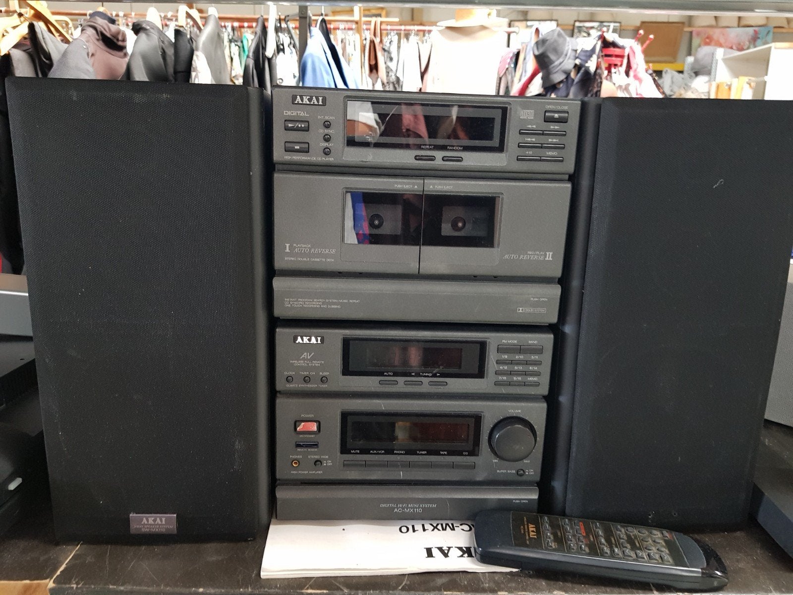 Akai AC-MX110-C Hifi-set met dubbel cassettedeck en CD, 1947KT, Gebruikt, Kringloopafrika@hotmail.com, Akai