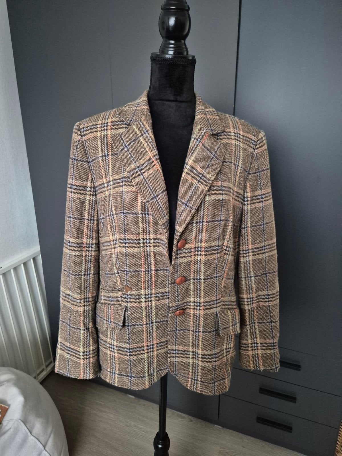 Gerry Weber geruit jasje met elleboogstukken, Bruin, Maat 42/44 (L), Ophalen of Verzenden, Zo goed als nieuw
