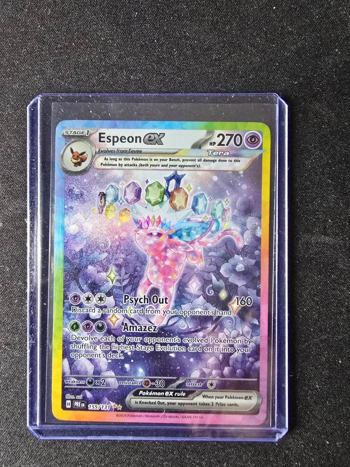 Espeon ex 155/131, Ophalen of Verzenden, Zo goed als nieuw, Losse kaart, Foil