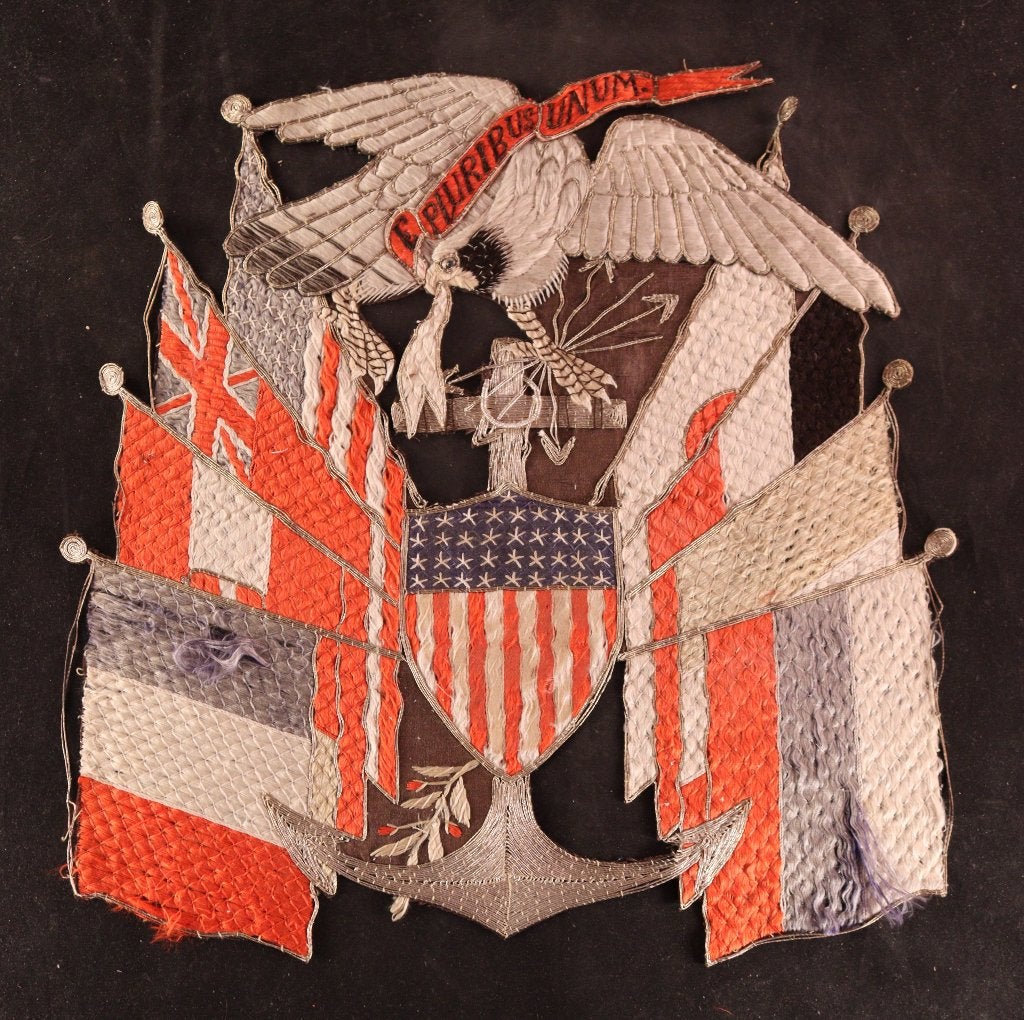 Antieke geborduurde Amerikaanse vlag, Ophalen of Verzenden