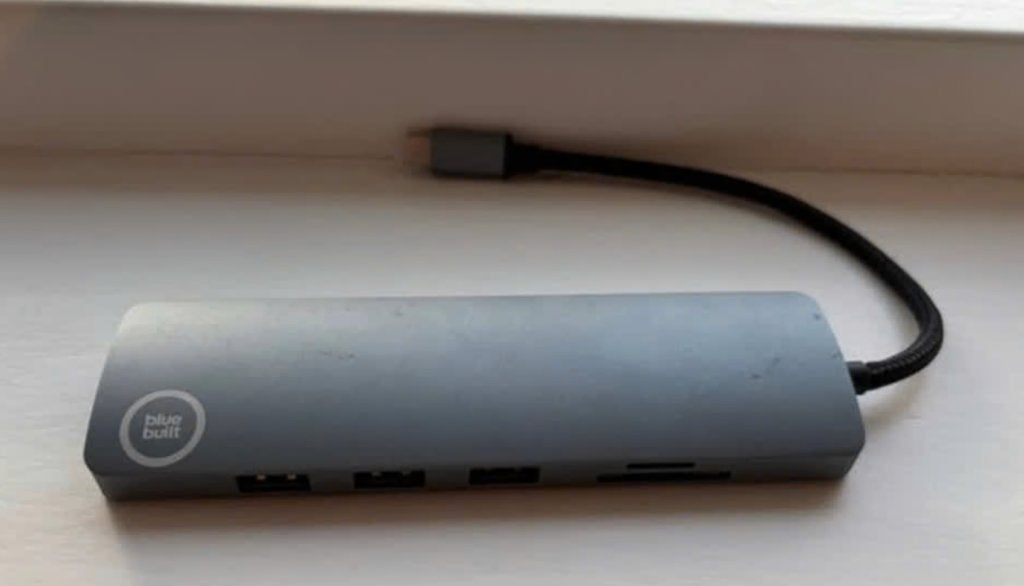 BlueBuilt USB-C Hub met HDMI, Ethernet, USB-A, SD/microSD, Computers en Software, Dockingstations, Ophalen of Verzenden, Zo goed als nieuw