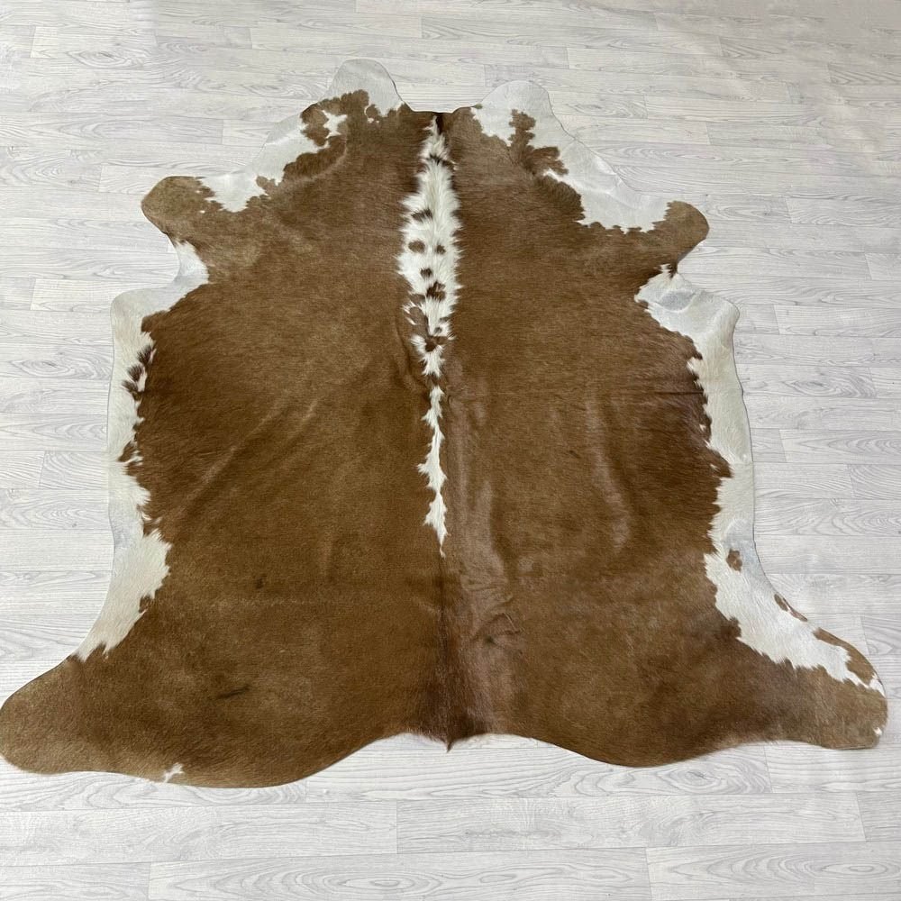 Koeienhuid bruin wit 215x190cm | Lederstore, Landelijk, modern, Scandinavisch, industrieel, 150 tot 200 cm, Overige vormen, Bruin