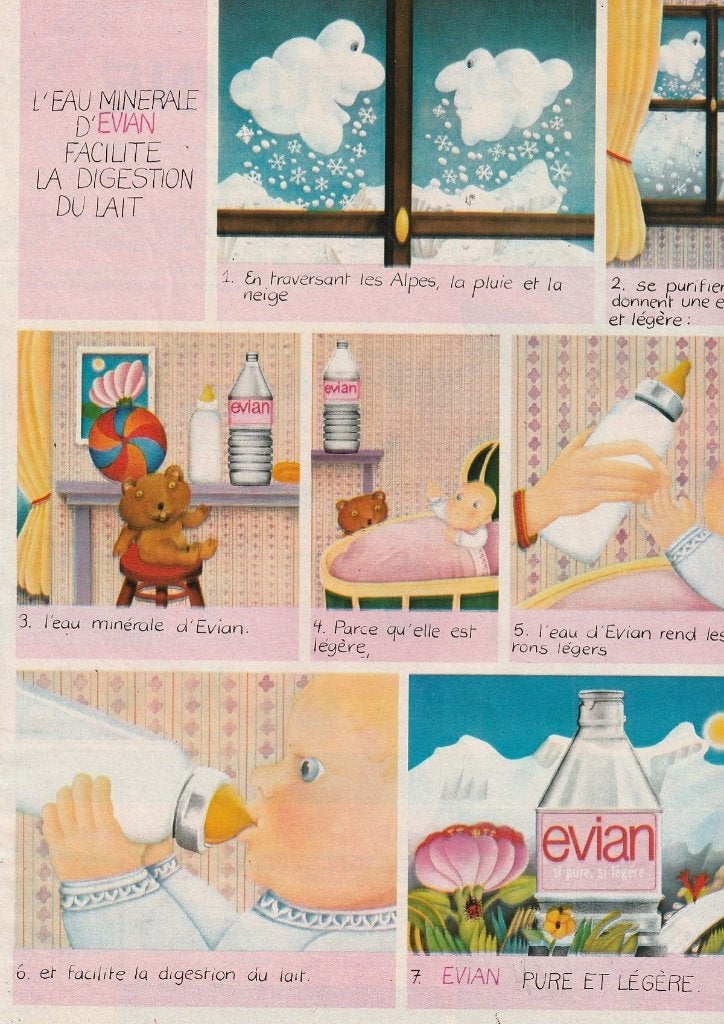 Retro reclame 1978 Evian frisdrank zuiver genoeg voor baby, Verzenden, Overige typen