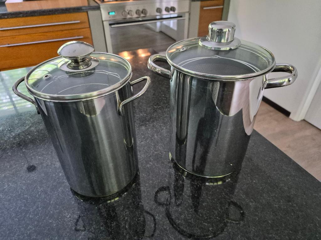 Asperge pannen RVS, Ophalen, Zo goed als nieuw, Rvs, Pannenset