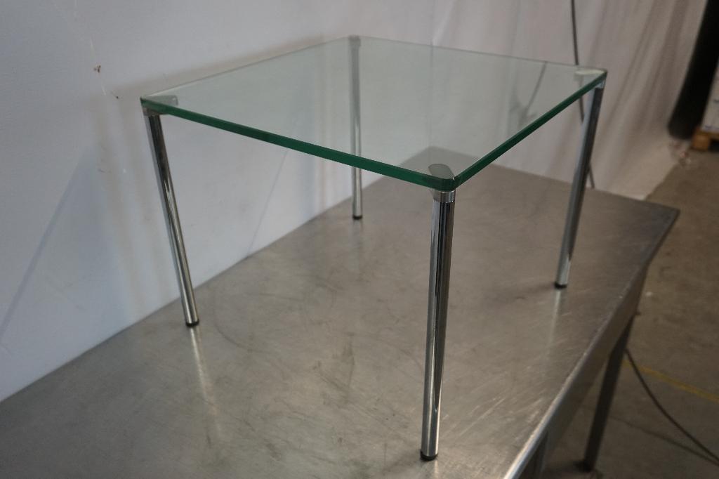 Glazen bijzettafel tafeltje, Ophalen, Minder dan 45 cm, Minder dan 55 cm, Gebruikt