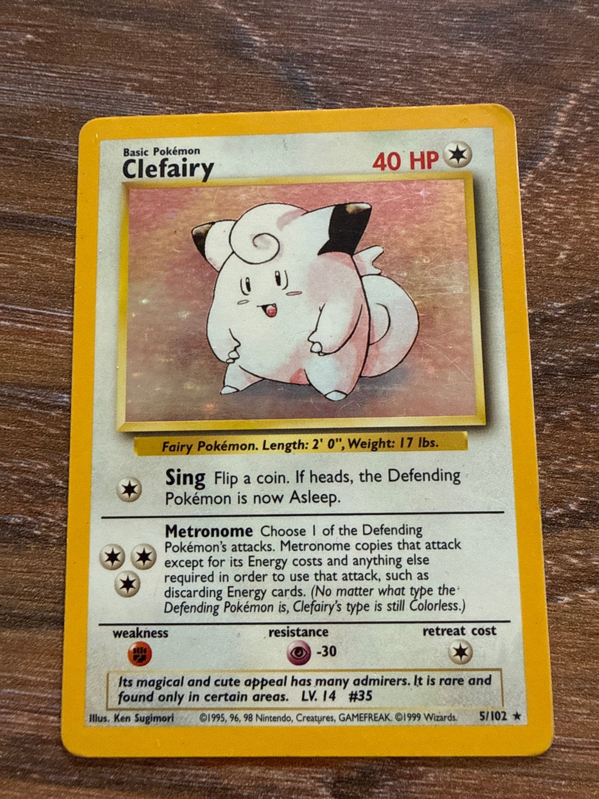 Pokémon Clefairy 5/102 Base Set WOTC Kaart - Holo, Verzenden, Gebruikt, Losse kaart