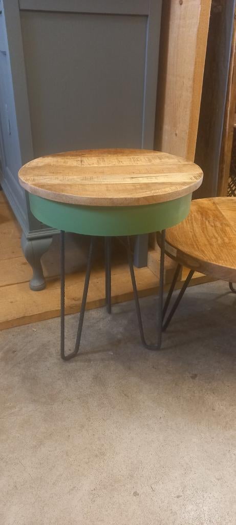 Bijzettafel mangohout, Minder dan 55 cm, ., Rond, Nieuw