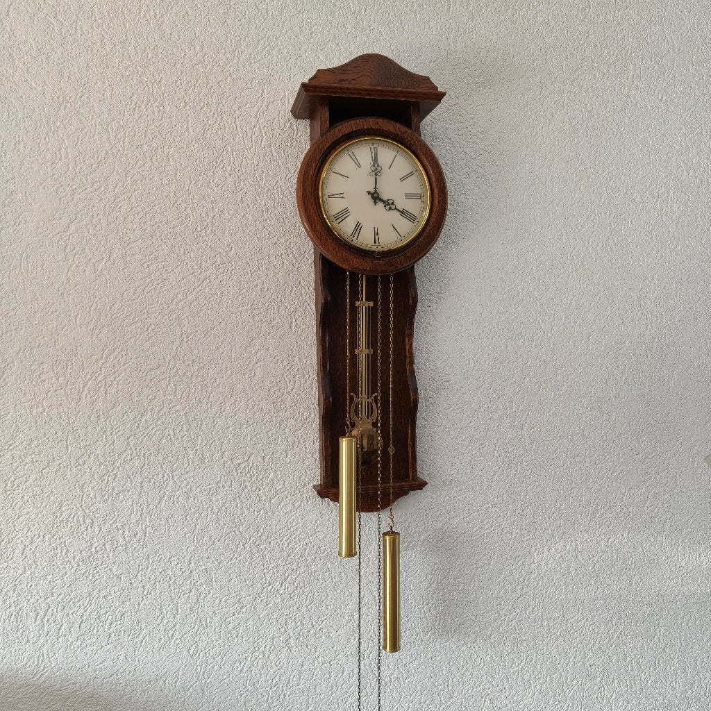 Antieke Warmink wandklok met gewichten, Ophalen, Bruin, Antiek, Analoog